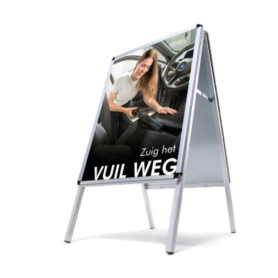 Vacuum the DIRT AWAY vacuum cleaner DIN A1 advertising board — Dutch
