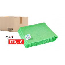 Promotion package: 200 x QUICK&BRIGHT Nordic Swan microfibre cloths, green, with Christ sew-in tag, 38 x 38 cm - Image similar