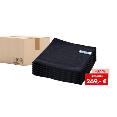 Promotional package: 200 x Quick&Bright microfiber cloth Premium, black, with Christ stitching, 40 x 40 cm Promotional package: 200 x Quick&Bright microfiber cloth Premium, black, with Christ stitching, 40 x 40 cm