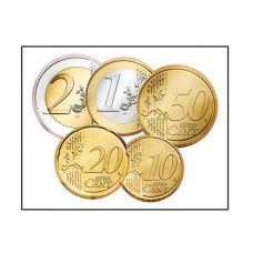 Coin sticker set, euro coin set (€2/€1/€0.50/€0.20/€010) - Image similar