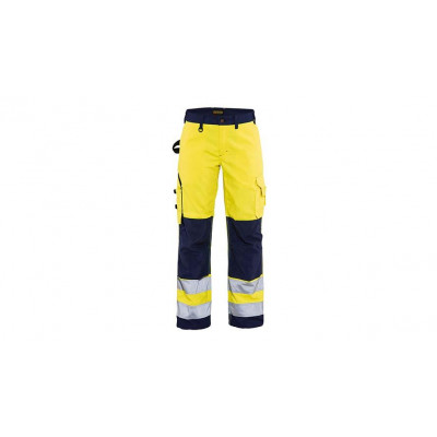 Women's hi-vis trousers without tool pockets 7155, yellow/navy, size 34