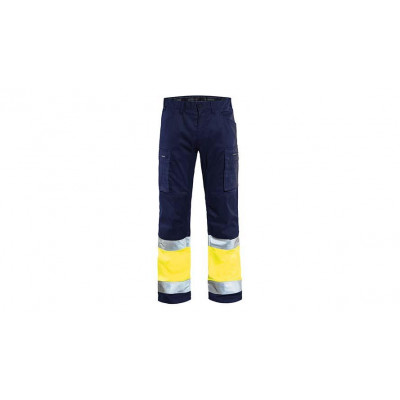 Hi-vis trousers with stretch 1551, navy blue/yellow, size 44