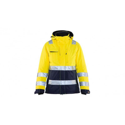 Women's hi-vis winter jacket 4872, yellow/navy blue, size S