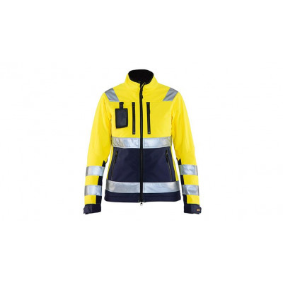 Ladies hi-vis softshell jacket 4902, yellow/navy blue, size S