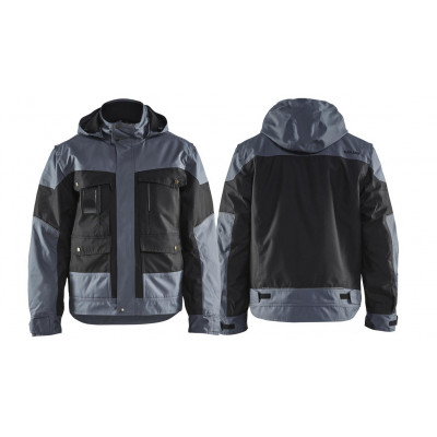 Winter jacket with hood 4886, black/grey, size S