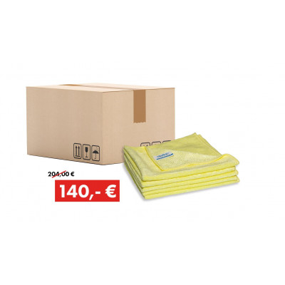 Promotion package: 200 x Quick&Bright microfibre cloth, yellow, with Christ sew-in tag, 40 x 40 cm