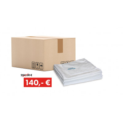 Promotion package: 200 x Quick&Bright microfibre cloth, white, with Christ sew-in tag, 40 x 40 cm